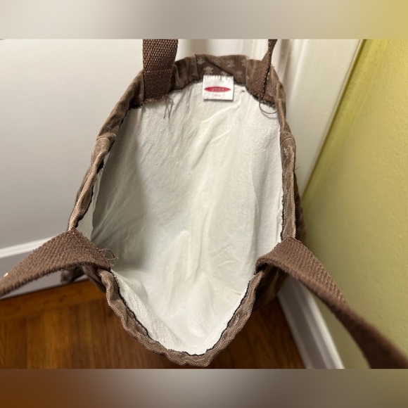 Brown canvas tote by Joia/USA, perfect white interior with no stains 15” x 13” - Picture 2 of 8